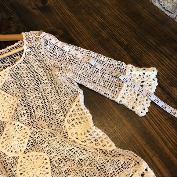 Miss Kelly Top Women’s Large White Lacy Boho Sheer Top Shirt Cottage Grandma VTG - Picture 7 of 10